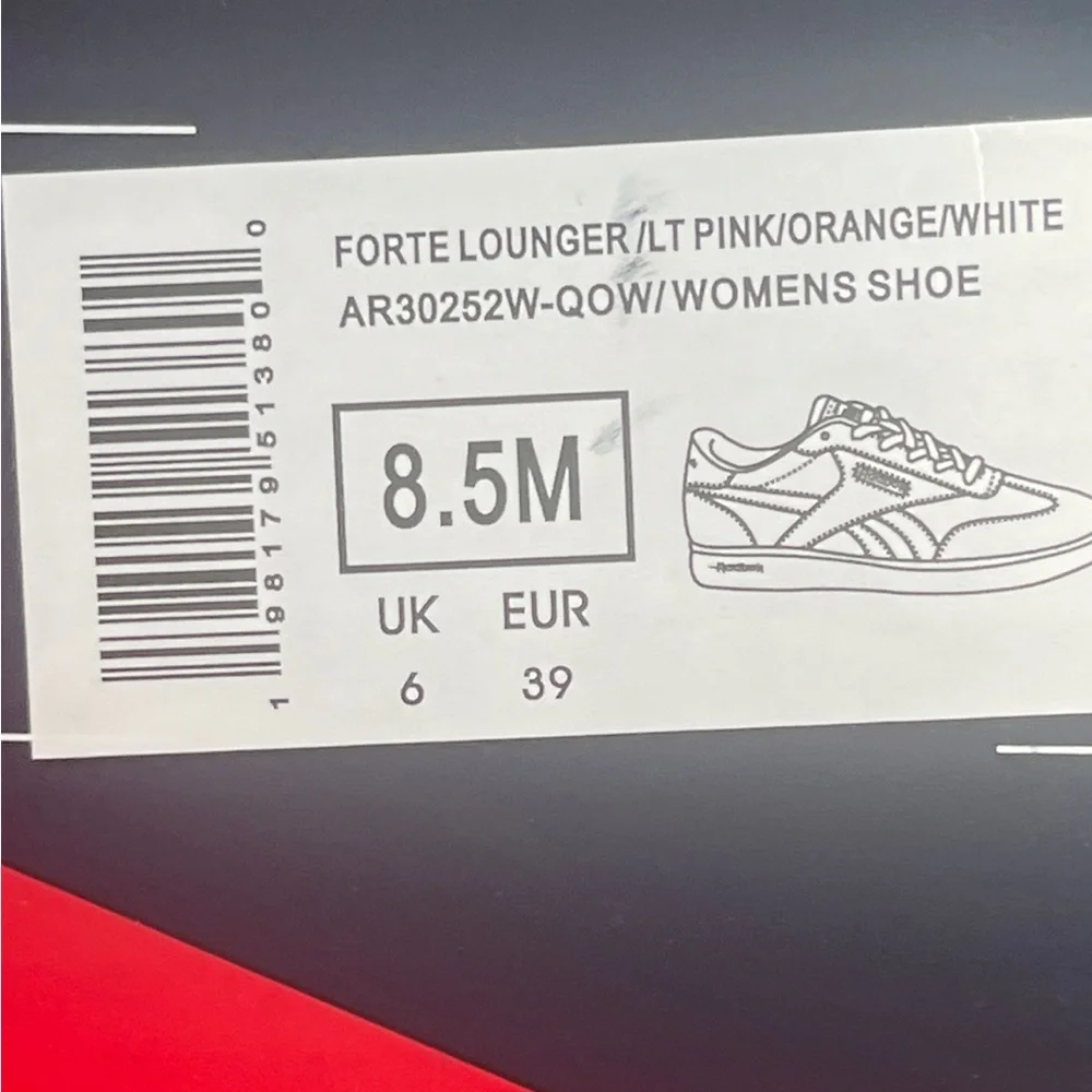 REEBOK Suede Forte Lounger Sneakers Pink Coral White Womens Size 8.5 NEW - Picture 9 of 11